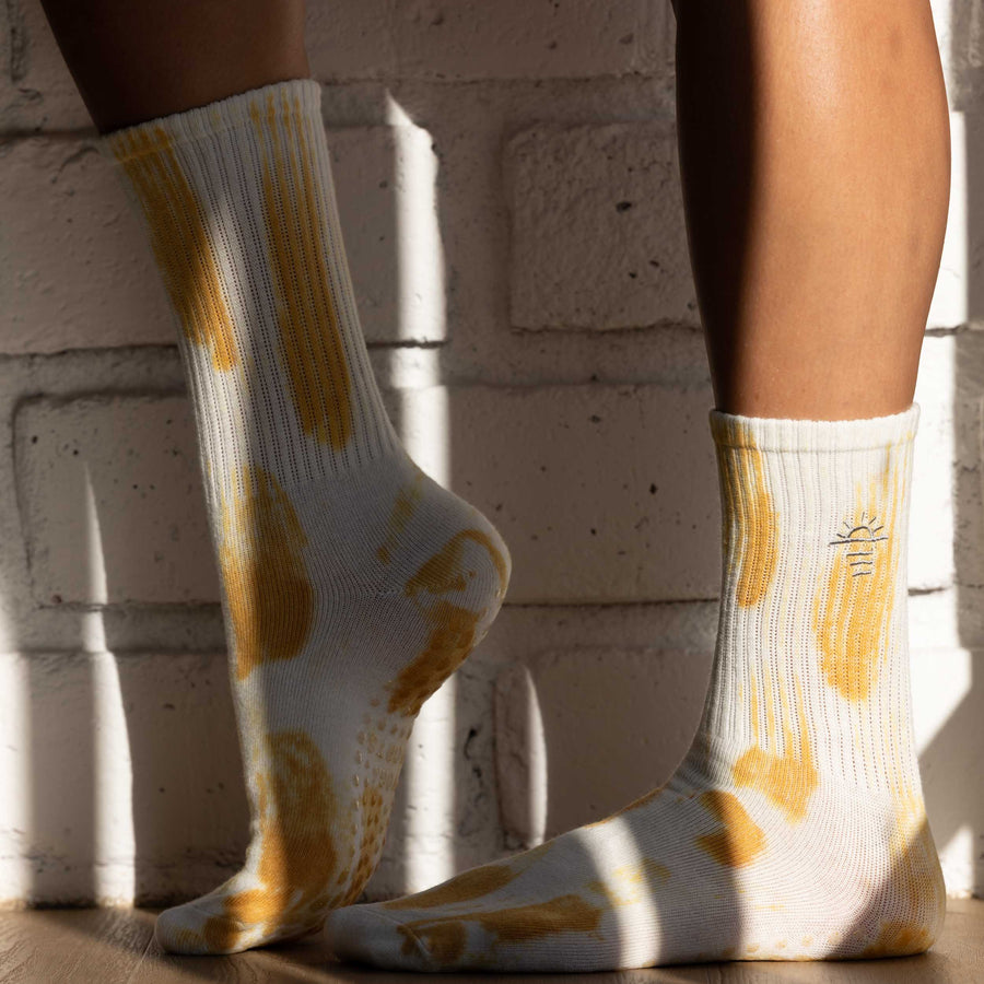 Pilates Grip Sock - Tie Dye Yellow