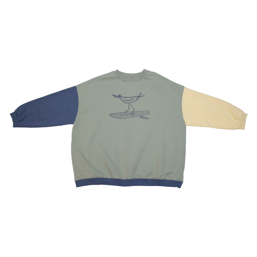Oversized three color sweater - Bird