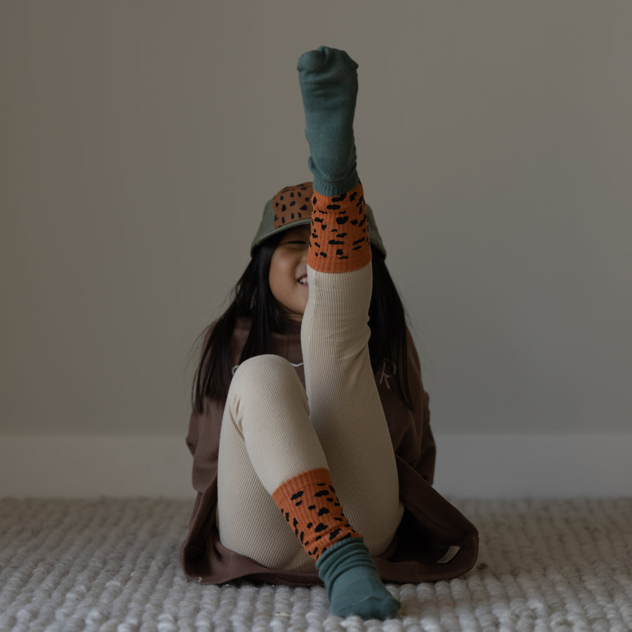 Socks - Cheetah/Bottle Green